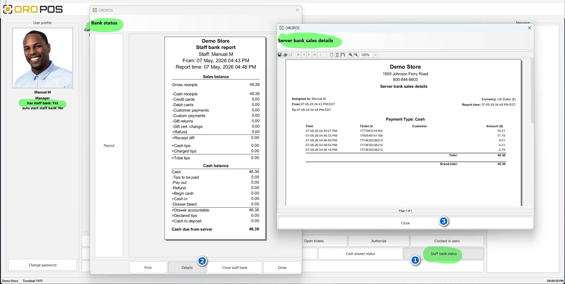 Staff Bank Status and Details