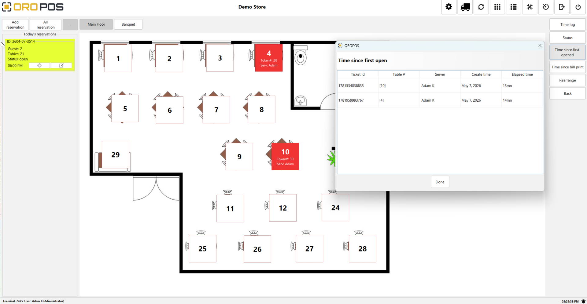 More menu - Time tracking and Rearrange